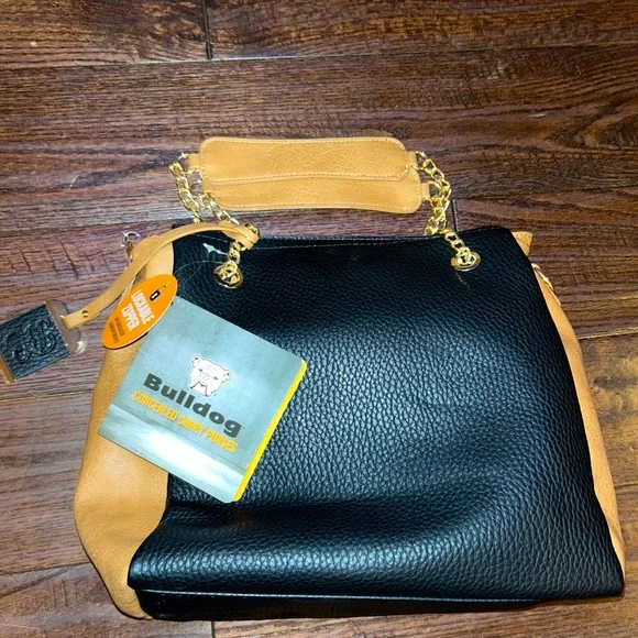Bulldog BDP-061 Tote Style Purse w/ - Holster -Black & Tan NWT - Picture 1 of 4